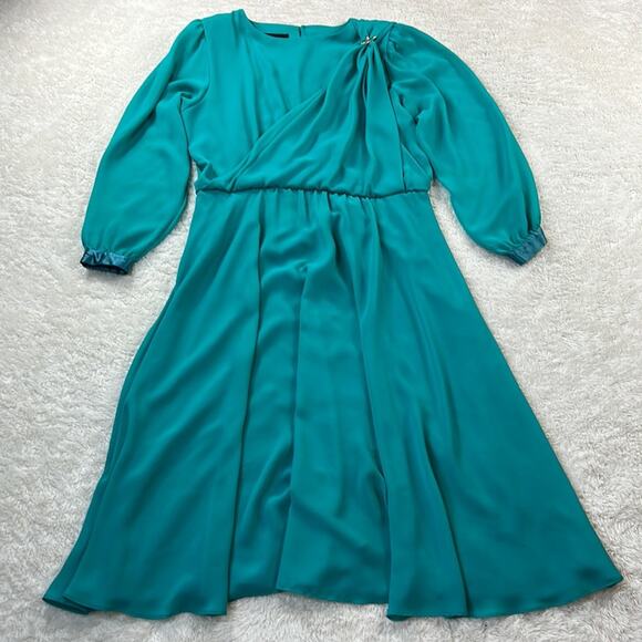 Ursula of Switzerland seafoam green mother of the bride chiffon midi dress 15 16 - Picture 3 of 11